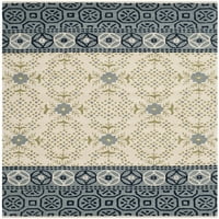 Jugozapadni Geometrijski tepih od vune, plava boja bjelokosti, 4' 6'