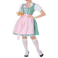 Ženske haljine s pregačom, festivalska haljina Oktoberfest, uniforma za Kospleje, boemska Bavarska zelena 2S