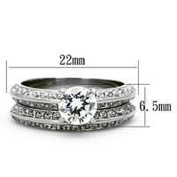 Ženski srebrni prsten od poliranog nehrđajućeg čelika s kubičnim cirkonijama u prozirnoj boji 91320