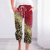 Nudi modne sportske hlače za Žene, Ležerne rastezljive hlače s cvjetnim printom, ravne hlače širokih nogavica s džepom s patentnim