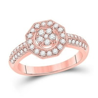 modni prsten od ružičastog zlata od 14 karata s okruglim dijamantom u obliku dijamanta