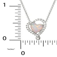 Sjajne fini nakit sterling srebrni kubični cirkoniju i stvoreni privjesak za srce 18 lanac