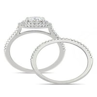 Miabella Women's Ct. Moissanite i Ct. Dijamantni 14KT set za vjenčanje i zaručnički prsten od bijelog zlata