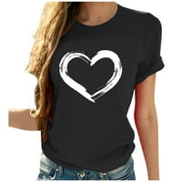 & ženske plus size Rasprodaje ženske casual majice kratkih rukava s printom srca bluza majica siva