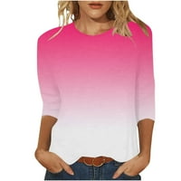 Ružičaste Ženske bluze, majice s okruglim vratom s dugim rukavima, modna košulja, gradijentni pulover, široke majice, jesenska hip