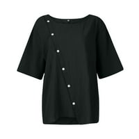 Ženska Moda, povremeni temperament, Okrugli vrat, Kratki rukav, jednobojna pamučna majica od konoplje, gornji dio, elegantne bluze