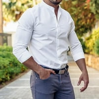 Modne muške košulje košulja s jednobojnim printom majica širokih rukava majica dugih rukava bluza casual topovi kardigan na kopčanje