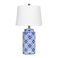 Pletene staze plava i bijela stolna svjetiljka u staklenci kineskog đumbira s bijelim sjenilom, 24