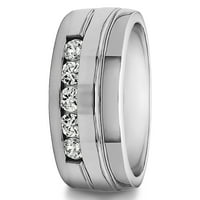 Muški prsten modernog dizajna s dijamantima i safirom u srebrnom okruženju