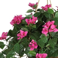 Gotovo prirodna umjetna biljka u visećoj košarici od bougainvillea promjera 24 inča, ružičasta