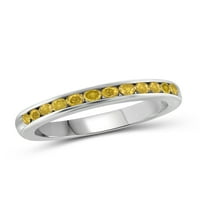 Prsten od srebra od žutog dijamanta okruglog reza u obliku karata