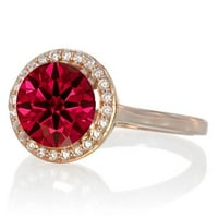 Zaručnički prsten od 1 karatnog dijamanta i Crvenog Rubina od 10 karatnog ružičastog zlata