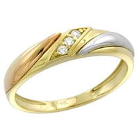 14k trobojni zlatni zaručnički prsten s kubičnim cirkonijem za žene u prugama, veličina 5,5