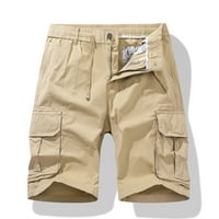 Muške teretne kratke hlače ležerno ljeto s vezicama, jednobojni džepovi s patentnim zatvaračem i gumbima, skraćene planinarske teretne
