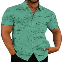 Muška bluza, ljetne majice kratkih rukava, majice na kopčanje, havajska majica, majica s reverom, zelena