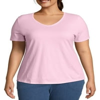 Ženska majica s kratkim rukavima Plus veličine s izrezom u obliku slova U od