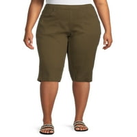 Samo mi veličine ženskog plus veličine Povlačite na džepu rastezanje Capri hlače