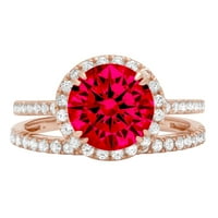 Markizni rez od 2,48 karata Crveni imitirani Rubin 14-karatno ugravirano ružičasto zlato _ izjava godišnjica vjenčanja vjenčani prsten