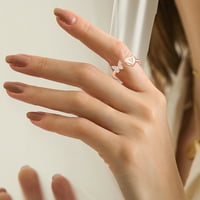 Pribor, Sklopivi prstenovi s inicijalima za žene i djevojke, ružičasti zlatni prstenovi s inicijalima leptira s velikim slovom za