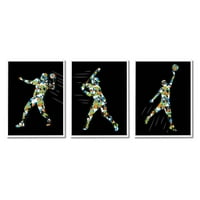 Sportska grafika u geometrijskom uzorku sportaša od 3 komada, dizajn arrolinn vaiderhold