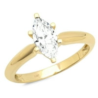 1. prozirni imitacijski dijamantni prsten markize rezano žuto zlato 14k, veličina 9,5