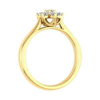 Dijamantni prsten u obliku cvijeta u obliku zupca od žutog zlata 14k-potvrda o certifikatu