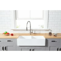 Kuhinjski sudoper od čvrste površine 9361810 s dvostrukom posudom za seosku kuću, mat bijela