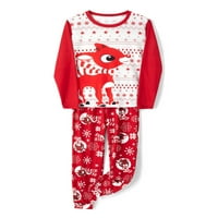 Ležerna obiteljska pidžama za roditelje i djecu, topovi i hlače sa slatkim printom Jelena i pahuljica, komplet kućne odjeće