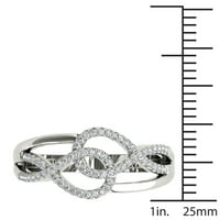 modni dvostruki dijamantni prsten od 16 karata od bijelog zlata od 10 karata s isprepletenim petljama