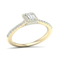 Imperijalno 10k žuto zlato 7 8CT TDW Smaragdni izrezani dijamantni halo zaručnički prsten