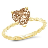 2,0-karatni dijamant u obliku srca u boji šampanjca, 18K imitacija žutog zlata, graviranje godišnjice zaruka, veličina zaručničkog