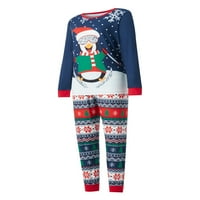 Odgovarajuće božićne pidžame za cijelu obitelj, vrhovi dugih rukava s printom pingvina iz crtića + široke hlače s elastičnim strukom