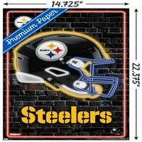 Pittsburgh Steelers - neonski plakat na zidu s kacigom, 14.725 22.375