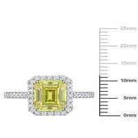 3- Carat T.G.W. Smaragdno izrezana žuta i okrugla izrezana bijela boja stvorila je moissanite 10kt bijelog zlata halo zaručnički