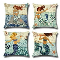 Set jastučnica sirena Plaža Obalni Ocean Morska zvijezda Mediteran navlaka za jastuke navlaka za jastuke uređenje doma