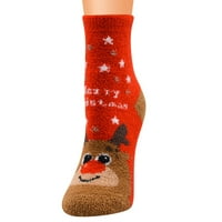 Kompresijske čarape za žene s božićnim printom od koraljnog runa, debele neklizajuće čarape za tepihe na podu