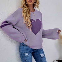 Rasprodaja džempera za žene Plus size ženski pulover s okruglim vratom s dugim rukavima, ljubičasta