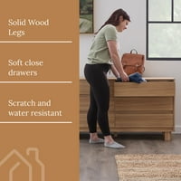 Odmor Haven Modern Wood 6-ladica komoda s kvadratnim nogama, lagani hrast