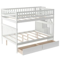 Krevet na kat s policama za odlaganje i ladicama za dječju spavaću sobu, bijeli