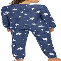 Ženski pidžama Set sa zvijezdama iz A-liste pidžama s dugim rukavima dvodijelna pidžama s okruglim vratom mekana udobna pidžama za