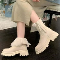Prijedlozi za Valentinovo; ženske zimske plišane čizme s zdepastom potpeticom; Gležnjače sa srednjim potpeticama s okruglim prstima;