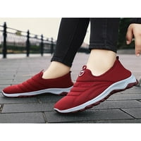 Ženske lagane zimske tople cipele, mokasine s plišanom podstavom, neklizajući niski gornji dio za hladno vrijeme, crvena 7