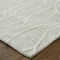 HomeRoots ft. Vuneni apstraktni tepih ručno izrađen od vune od tamno sive i Bjelokosti, pravokutni tepih za dnevnu sobu otporan na