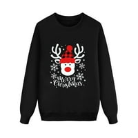 Za žene, Božićni pulover bez kapuljače s dugim rukavima s printom slova, majica s bluzom, Božićni blagdanski obiteljski Set, Veličina
