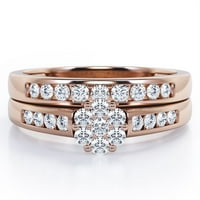 Dizajn cvjetne nakupine 0. Dijamantni vjenčani set okruglog oblika od 10K ružičastog zlata