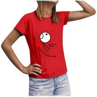 Majice s kratkim rukavima za žene, temperamentne Ležerne majice s okruglim vratom, ležerni labavi top u crvenoj boji