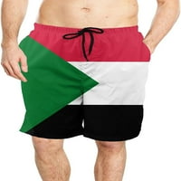 Muške brzosušeće kupaće gaće za surfanje sa sudanskom zastavom, kratke hlače za surfanje na plaži, hlače s džepovima, sportske kratke