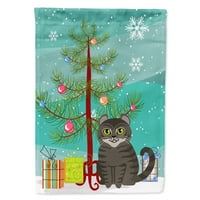 _4412 Američka kovrčava mačka zastava s božićnim drvcem za vrt mala, višebojna