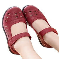 Ženske sandale s remenom za gležanj, udobne Ležerne cipele, modne ravne sandale, ljetne radne cipele, crvena 8