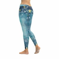 Cool zvjezdano nebo Slatke zvijezde rastezljive Capri tajice uske joga hlače 4 inča